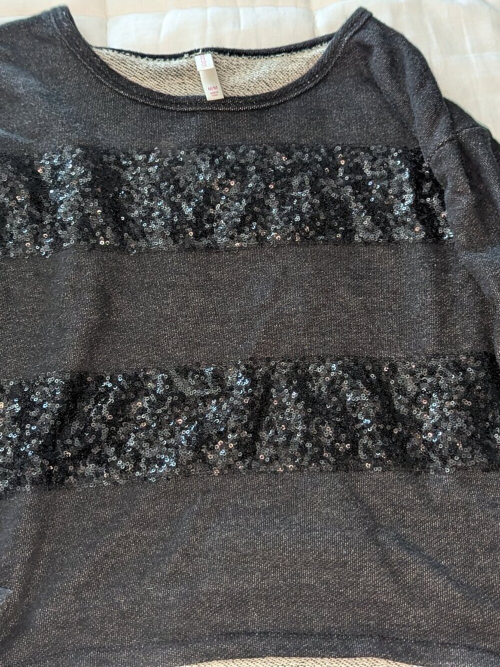 Sweatshirt - black sequin - Juniors/ womens - Size: medium